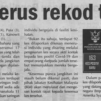 10.03.2021 Utusan Sarawak Pg.4 Sarawak Terus Rekod Tiga Angka