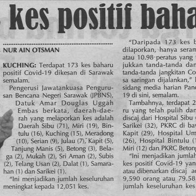 13.3.2021 Utusan Sarawak Pg.6 Covid 19 173 Kes Positif Baharu Semalam