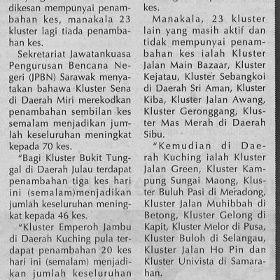 14.3.2021 Mingguan Sarawak Pg.4 Jumlah Masih Aktif Kekal 28 Kluster