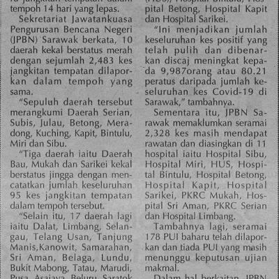 15.3.2021 Utusan Sarawak Pg.4 Daerah Song Berstatus Merah