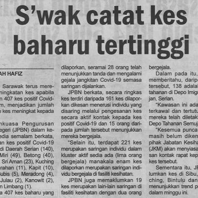 20.3.2021 Utusan Sarawak Pg.4 Swak Catat Kes Baharu Tertinggi