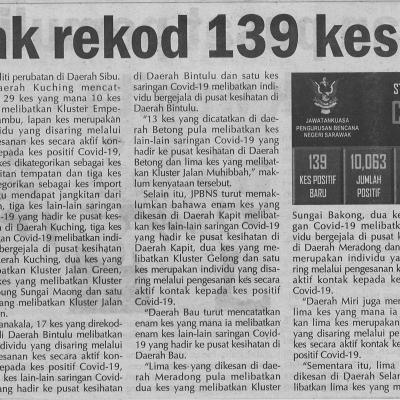 4.3.2021 Utusan Sarawak Pg.4 Sarawak Rekod 139 Kes Baharu