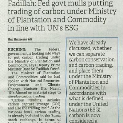 1 Julai 2023 Borneo Post Pg. 1 Regulatory Framework For Carbon Trading