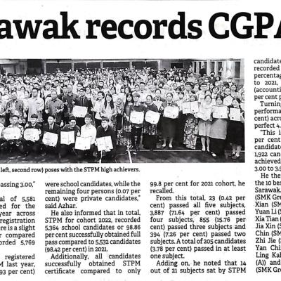 14 Julai 2023 The Borneo Post Pg.4 Stpm Sarawak Records Cgpa Of 2.75
