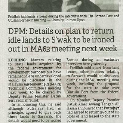 15 Julai 2023 Borneo Post Pg.4 Dpm Details On Plan To Return Idle Lands To Swak To Be Ironed Out In Ma63 Meeting Next Week