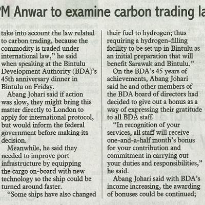 16 Julai 2023 Sunday Post Pg.4 Swak Govt To Ask Pm Anwar To Exmine Carbon Trading Laws. Says Premier