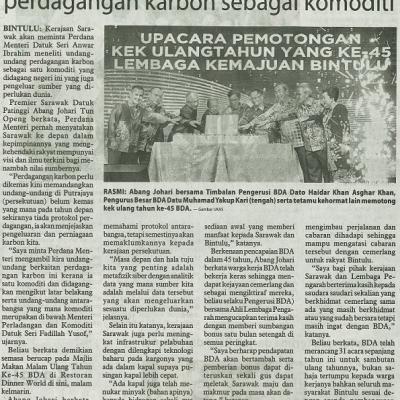 16 Julai 2023 Utusan Borneo Pg.4 Sarawak Minta Pm Kaji Undang Undang Perdagangan Karbon Sebagai Komoditi