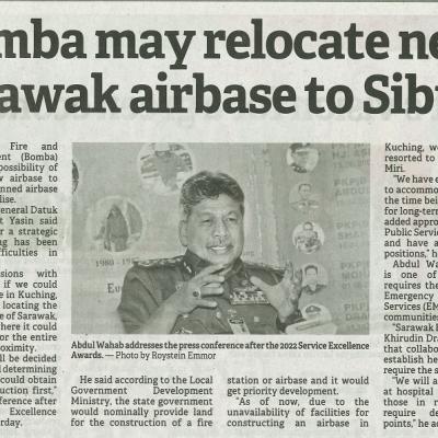 19 Julai 2023 Borneo Post Pg.4 Bomba May Relocate New Sarawak Airbase To Sibu