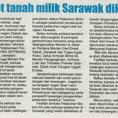 19 Utusan Sarawak Pg.3 Ma63 52 Lot Tanah Milik Sarawak Dikembalikan