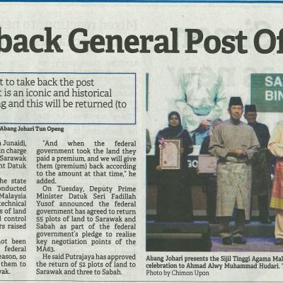 20 Julai 2023 Borneo Post Pg. 3 Swak To Get Back General Post Office Building
