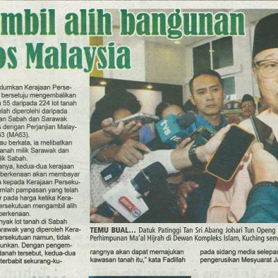 20 Julai 2023 Utusan Sarawak Pg.3 Sarawak Ambil Alih Bangunan Pejabat Pos Malaysia