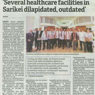 21 Julai 2023 Borneo Post Pg.3 Several Healthcare Facilities In Sarikei Dilapidated Outdated
