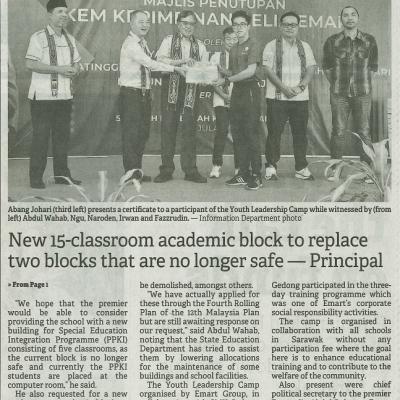 24 Julai 2023 Borneo Postpg.2 New 15 Classroom Academic Block To Replace Two Blocks That Are No Longer Safe Principal