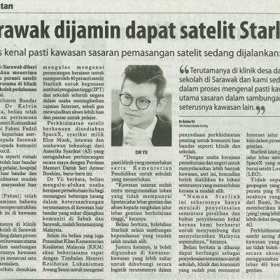 28 Julai 2023 Utusan Borneo Pg.5 Sarawak Dijamin Dapat Satelit Starlink
