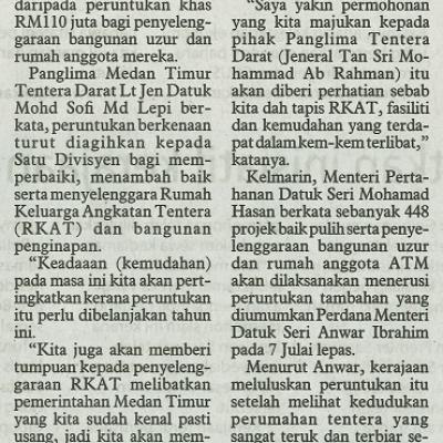 29 Julai 2023 Utusan Borneo Pg.2 Semua Kem Tdm Sabah Sarawak Dapat Manfaat Peruntukan Khas