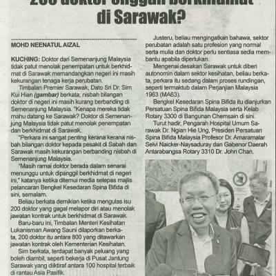 29 Julai 2023 Utusan Sarawak Pg.4 200 Doktor Enggan Berkhidmat Di Sarawak