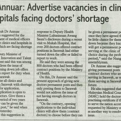 30 Julai 2023 Sunday Post Pg.3 Dr Annuar Advertise Vacancies In Clinics Hospitals Facing Doctors Shortage