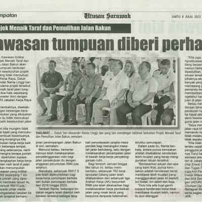 8 Julai 2023 Utusan Sarawak Pg. 4 Kawasan Tumpuan Diberi Perhatian