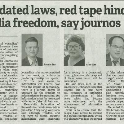 1 Ogos 2023 Borneo Post Pg.4 Outdated Laws Red Tape Hider Media Freedom Say Journos