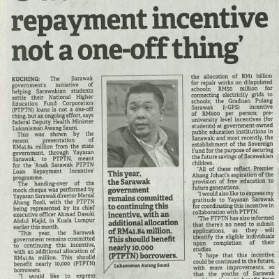 15 Ogos 2023 Borneo Post Pg.4 Swak Ptptn Loan Repayment Incentive Not A One Off Thing