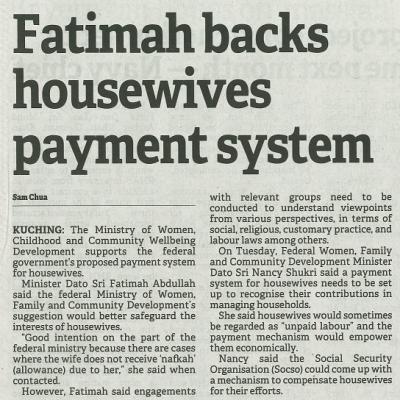 17 Ogos 2023 Borneo Post Pg.4 Fatimah Backs Housewives Payment System