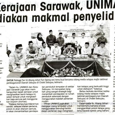 19 Ogos 2023 Utusan Sarawak Pg.4 Kerajaan Sarawak Unimas Sediakan Makmal Penyelidikan