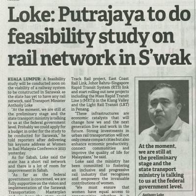 4 Ogos 2023 Borneo Post Pg.2 Loke Putrajaya To Do Feasibility Study On Rail Network In Swak
