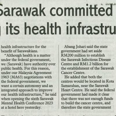 6 Ogos 2023 Sunday Post Pg.2 Premier Sarawak Committed To Improving Its Health Infrastructure