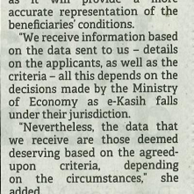7 Ogos 2023 Borneo Post Pg.2 Review Of E Kasih List Needed To Remove Non Deserving Recipients Nancy