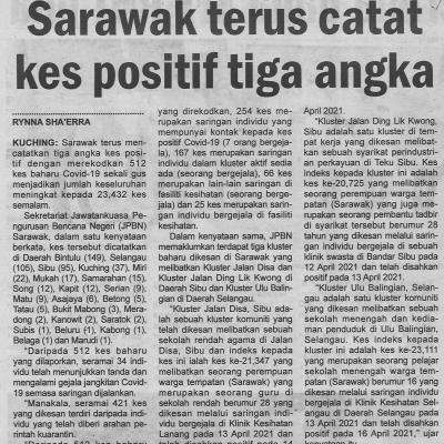 18.4.2021 Mingguan Sarawak Pg.4 Sarawak Terus Catat Kes Positif Tiga Angka