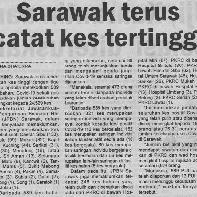 20.4.2021 Utusan Sarawak Pg.4 Sarawak Terus Catat Kes Tertinggi