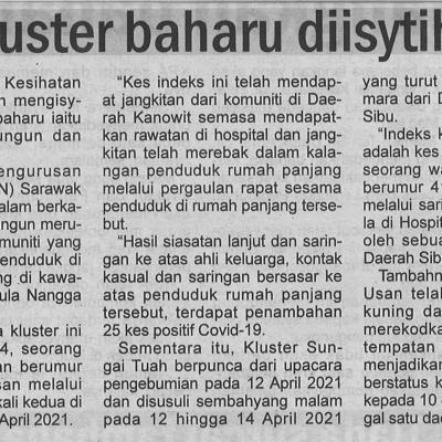 28.4.2021 Utusan Sarawak Pg.4 Dua Kluster Baharu Diisytiharkan