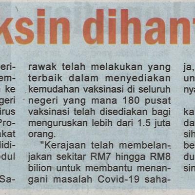 3.4.2021 Utusan Sarawak Pg.3 Banyak Lagi Vaksin Dihantar Ke Sarawak