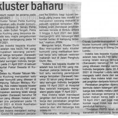 30.04.2021 Utusan Sarawak Pg.4 Enam Kluster Baharu