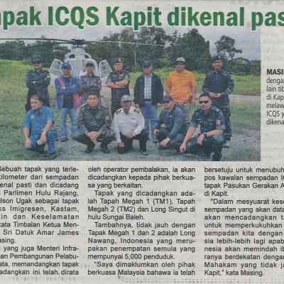 7.4.2021 Utusan Sarawak Pg.3 Tapak Icqs Kapit Dikenal Pasti