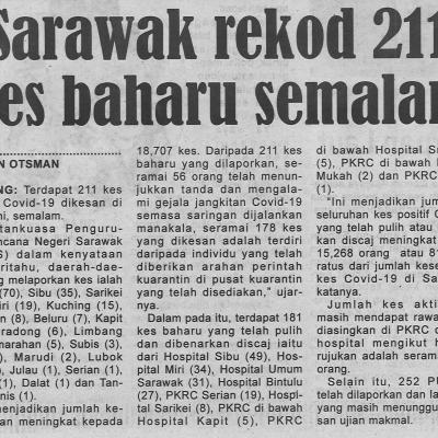 9.4.2021 Utusan Sarawak Pg.4 Sarawak Rekod 211 Kes Baharu Semalam