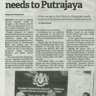 16 Sept 2023 Borneo Post Pg.2 Minister To Bring Up Bintulu Hospital Devt Needs To Putrajaya