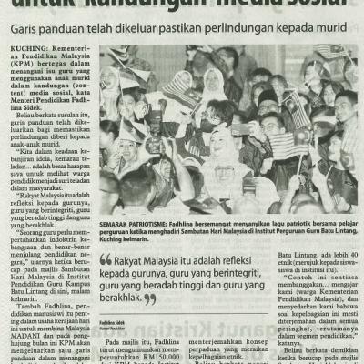 17 Sept 2023 Utusan Borneo Pg.6 Kpm Tegas Dalam Isu Guna Murid Untuk Kandungan Media Sosial