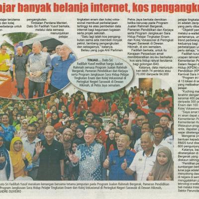 18 Sept 2023 Utusan Sarawak Pg.3 Pelajar Banyak Internet Kos Pengangkutan