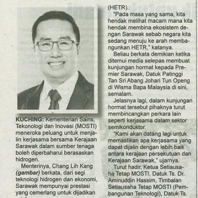 23 September 2023 Utusan Sarawak Pg.4 Mosti Teroka Peluang Jalin Kerjasama Bersama Kerajaan Sarawak