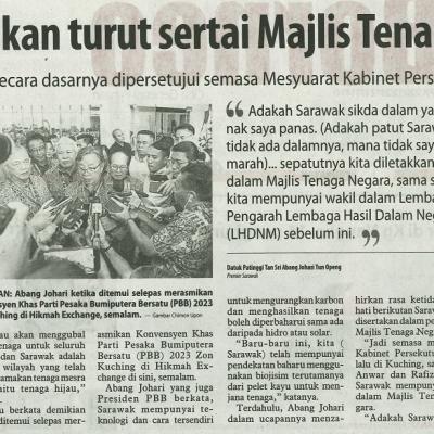 24 September 2023 Utusanborneo Pg.2 Sarawak Akan Turut Sertai Majlis Tenaga Negara