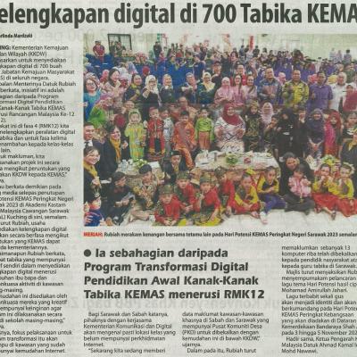 25 September 2023 Utusan Borneo Pg.1 Kelengkapan Digital Di 700 Tabika Kemas
