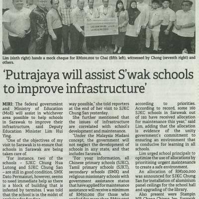 26 September 2023 Borneo Post Pg.2 Putrajaya Will Assist Swak Schools To Improve Infrastructure