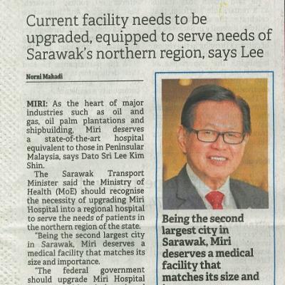 27 September 2023 Borneo Post Pg.1 Hospital To Match Miris Size Stature