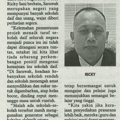 4 September 2023 Utusan Borneo Pg.6 Tubuhkan Jawatankuasa Khas Urus Selia Dana Peruntukan Bagi Sekolah Daif