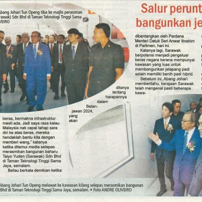 13 Oktober 2023 Utusan Sarawak Pg.3 Salur Peruntukan Besar Bangunkan Jelapang Padi