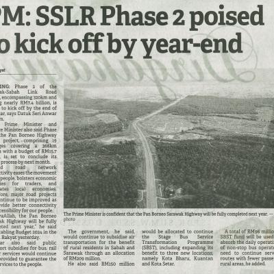 14 Oktober 2023 Borneo Post Pg.4 Pm Sslr Phase 2 Poised To Kick Off By Year End