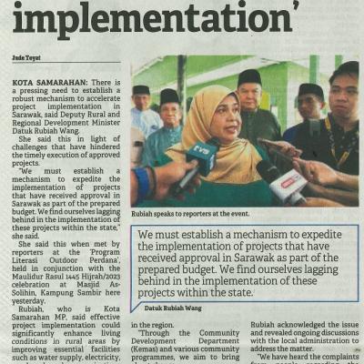 16 Oktober 2023 Borneo Post Pg.3 Mechanism Needed For Timely Project Implementation