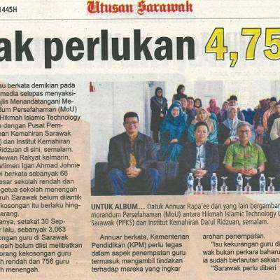 18 Oktober 2023 Utusan Sarawak Pg.3 Sarawak Perlukan 4750 Guru