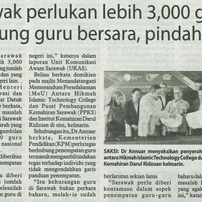 19 Oktober 2023 Utusan Borneo Pg.5 Sarawak Perlukan Lebih 3000 Guru Tampung Guru Bersara Pindah